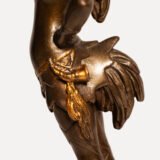 Exquisite 19th-century Art Nouveau sculptures, "Woman Rooster" and "Woman Hen." Crafted by renowned artists A. Grevin and F. Beer