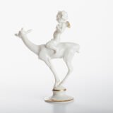 Karl Tutter 'Puto Auf Reh' Porcelain figurine 1920's High quality white enameled porcelain figurine with golden details, made by the prestigious artist Karl Tutter for the famous firm Hutschenreuther.