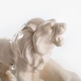 Crackle ceramic sculpture “Lion and Lioness” by L. Francois Great crackle white ceramic sculpture by the prestigious L. Francois. Made in France in the 30s of the last century by Saint-Clément. Dimensions Height 10.62 in Width 5.11 in Depth 18.5 in