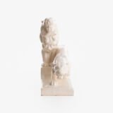 Crackle ceramic sculpture “Lion and Lioness” by L. Francois Great crackle white ceramic sculpture by the prestigious L. Francois. Made in France in the 30s of the last century by Saint-Clément. Dimensions Height 10.62 in Width 5.11 in Depth 18.5 in