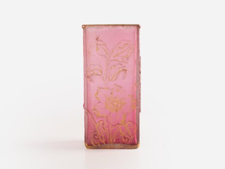 Daum Nancy, acid etched frosted glass vase, 1900's. This beautiful acid etched glass rectangular vase is a unique and timeless work of art. Made by the prestigious Daum Nancy glass factory in France.