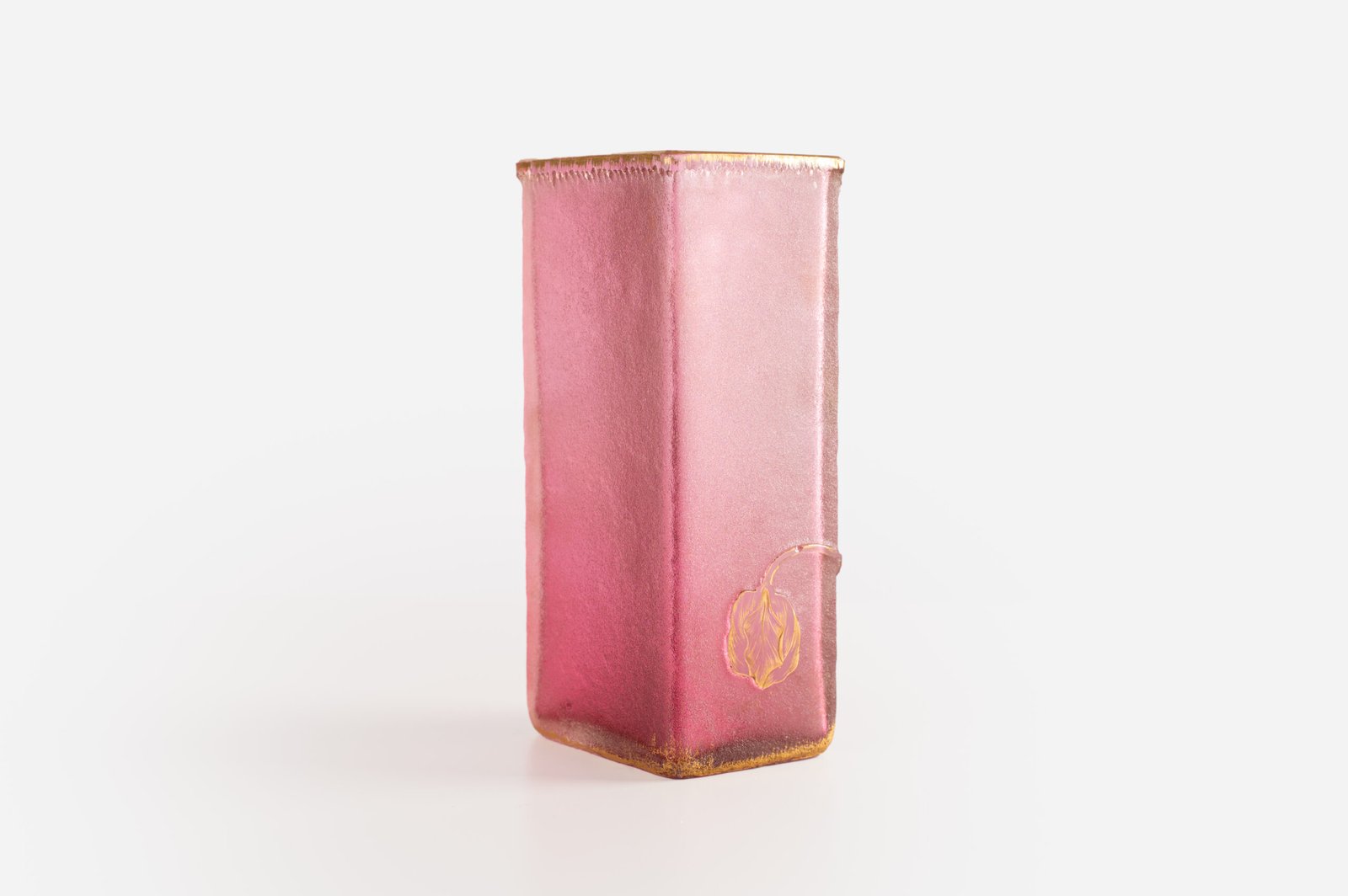 Daum Nancy, acid etched frosted glass vase, 1900's. This beautiful acid etched glass rectangular vase is a unique and timeless work of art. Made by the prestigious Daum Nancy glass factory in France.