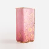 Daum Nancy, acid etched frosted glass vase, 1900's. This beautiful acid etched glass rectangular vase is a unique and timeless work of art. Made by the prestigious Daum Nancy glass factory in France.