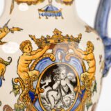 Gien faience vase, late 19th century, Renaissance decoration. Beautiful ceramic vase from the prestigious faiencerie Gien, France. Hand painted, it features a circa 1880 motif inspired by the Italian Renaissance.