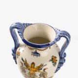 Gien faience vase, late 19th century, Renaissance decoration. Beautiful ceramic vase from the prestigious faiencerie Gien, France. Hand painted, it features a circa 1880 motif inspired by the Italian Renaissance.