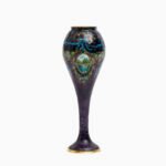 Art Nouveau enamel floral vase - Jules Sarlandie, Limoges Created by the talented Jules Sarlandie for Limoges, this piece impresses with its exquisiteness and fine details. Signed on the edge of the foot.