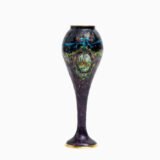 Art Nouveau enamel floral vase - Jules Sarlandie, Limoges Created by the talented Jules Sarlandie for Limoges, this piece impresses with its exquisiteness and fine details. Signed on the edge of the foot.