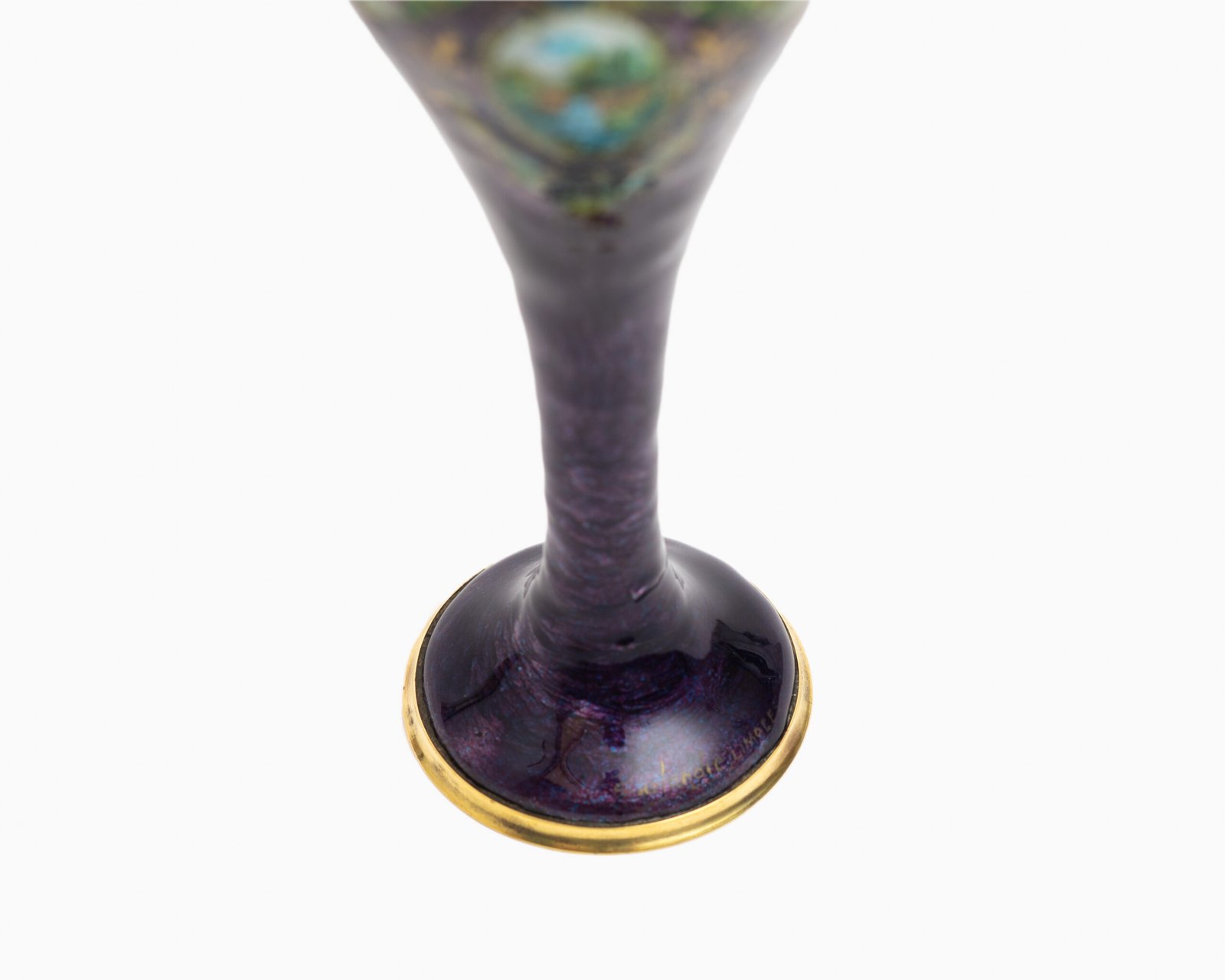 Art Nouveau enamel floral vase - Jules Sarlandie, Limoges Created by the talented Jules Sarlandie for Limoges, this piece impresses with its exquisiteness and fine details. Signed on the edge of the foot.