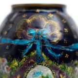 Art Nouveau enamel floral vase - Jules Sarlandie, Limoges Created by the talented Jules Sarlandie for Limoges, this piece impresses with its exquisiteness and fine details. Signed on the edge of the foot.