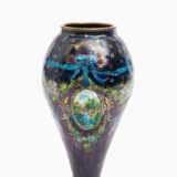 Art Nouveau enamel floral vase - Jules Sarlandie, Limoges Created by the talented Jules Sarlandie for Limoges, this piece impresses with its exquisiteness and fine details. Signed on the edge of the foot.
