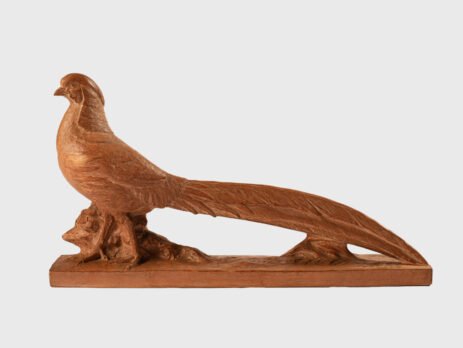 magnificent "Golden Pheasant" terracotta sculpture by Henri Bargas! Crafted by the renowned French sculptor in the 1920s, this stunning piece encapsulates the essence of Art Deco.