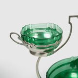 Exquisite WMF Art Nouveau Fruit Basket - Silver Plated Brass and Green Glass 1900's Discover a true gem of Art Nouveau design with this stunning WMF fruit basket, made in Germany between 1900 and 1910.