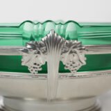 Exquisite WMF Art Nouveau Fruit Basket - Silver Plated Brass and Green Glass 1900's Discover a true gem of Art Nouveau design with this stunning WMF fruit basket, made in Germany between 1900 and 1910.