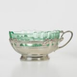 Exquisite WMF Art Nouveau Fruit Basket - Silver Plated Brass and Green Glass 1900's Discover a true gem of Art Nouveau design with this stunning WMF fruit basket, made in Germany between 1900 and 1910.