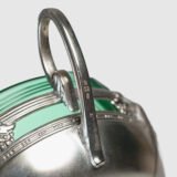 Exquisite WMF Art Nouveau Fruit Basket - Silver Plated Brass and Green Glass 1900's Discover a true gem of Art Nouveau design with this stunning WMF fruit basket, made in Germany between 1900 and 1910.