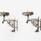 Pair of 19th Century Neo-Gothic Wrought Iron Sconces, Netherlands, Sacred Art