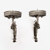 Pair of 19th Century Neo-Gothic Wrought Iron Sconces, Netherlands, Sacred Art