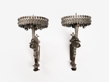 Pair of 19th Century Neo-Gothic Wrought Iron Sconces, Netherlands, Sacred Art