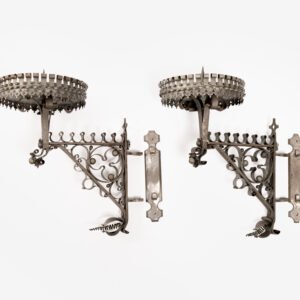 Pair of 19th Century Neo-Gothic Wrought Iron Sconces, Netherlands, Sacred Art