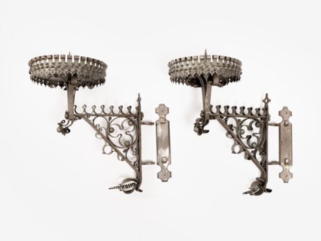 Pair of 19th Century Neo-Gothic Wrought Iron Sconces, Netherlands, Sacred Art