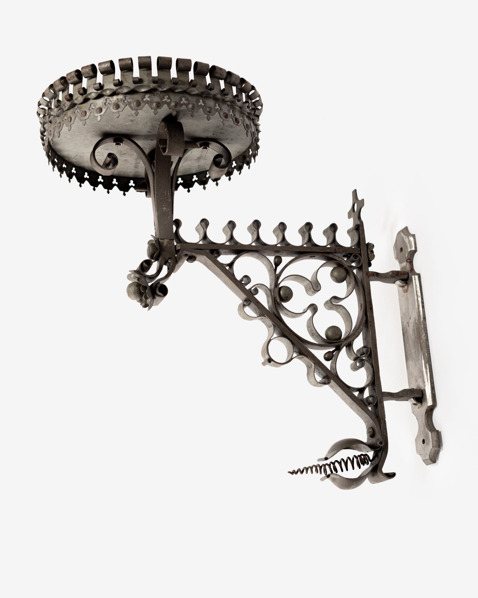 Pair of 19th Century Neo-Gothic Wrought Iron Sconces, Netherlands, Sacred Art