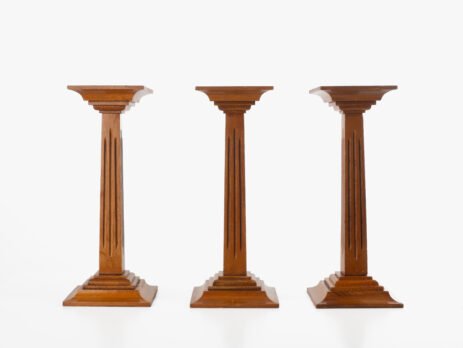 Siegel Paris, Art Deco Display Pillars, Vintage Elegance 1930s. This set of three display pillars by renowned French manufacturer Siegel Frères, Paris, represents the pinnacle of craftsmanship and design. These pillars embody the elegance and sophistication characteristic of the 1930s.