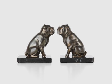 Art Deco Bulldog bookends by Franjou (Hippolyte Moreau), (1910-1920) These imposing Bulldog bookends, designed by the famous French sculptor Hippolyte Moreau under the pseudonym “Franjou”