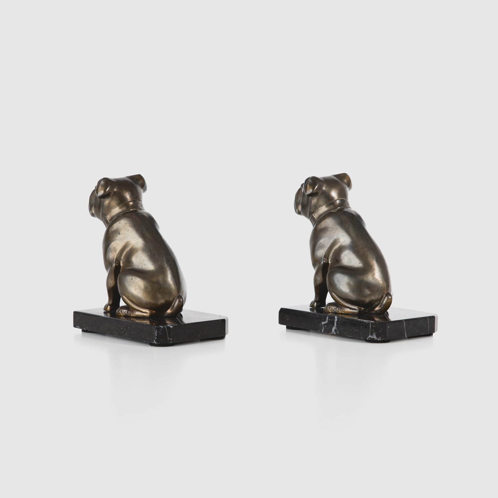 Art Deco Bulldog bookends by Franjou (Hippolyte Moreau), (1910-1920) These imposing Bulldog bookends, designed by the famous French sculptor Hippolyte Moreau under the pseudonym “Franjou”