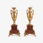 Antique French vases, Louis Philippe style, XIX century Elegant pair of Louis Philippe style floral vases, created in France in the mid-19th century.