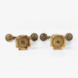 Elegant Japanese Satsuma candlesticks, Golden Brass, (Meiji 1868-1912) Pair of antique Japanese Satsuma ceramic candlesticks, with gilt brass frame, made in Japan for export during the Meiji period (1868-1912).
