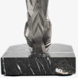 Hippolyte Moreau Art Deco Bookends, Cubist Birds in marble and spelter, 1930s This is an elegant pair of Art Deco bookends, signed by the celebrated French sculptor Hippolyte Moreau. These 1930s masterpieces depict two stylized birds with a bold cubist design.