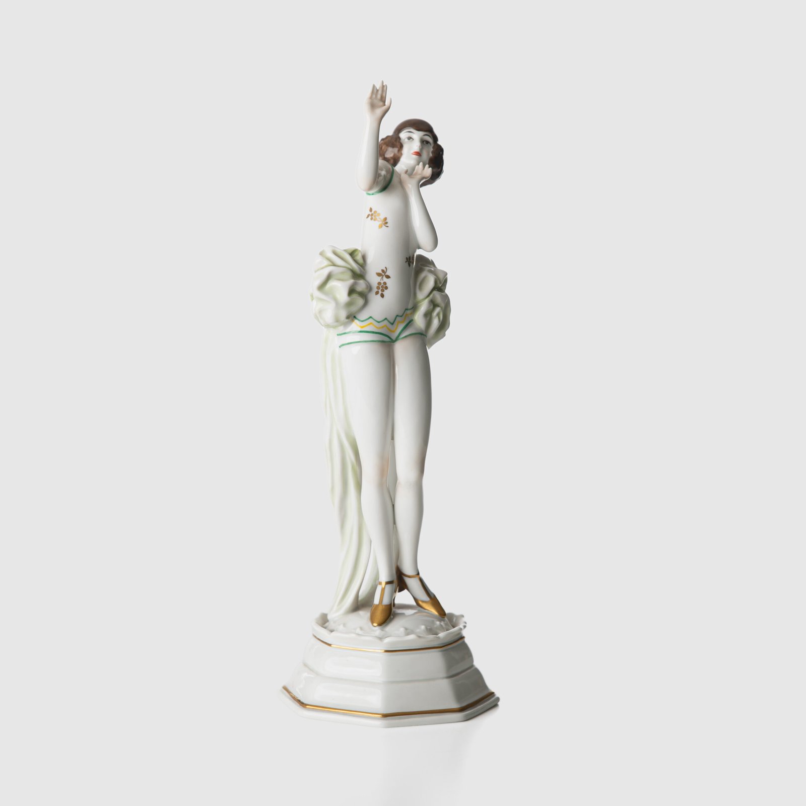 Art Deco Porcelain Figurine “Janine” by Dorothea Charol for Rosenthal, 1920's Exquisite porcelain figurine titled "Janine ” designed by renowned sculptor and designer Dorothea Charol for Rosenthal, one of the most prestigious German manufactures. Made in the 1920's, this piece represents the elegant and dynamic spirit of the Art Deco period.