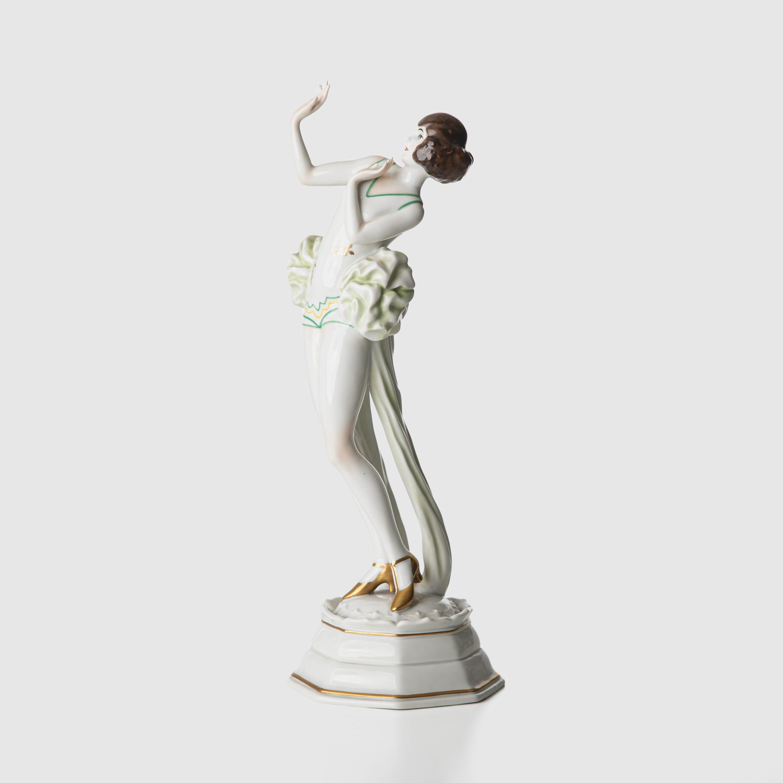 Art Deco Porcelain Figurine “Janine” by Dorothea Charol for Rosenthal, 1920's Exquisite porcelain figurine titled "Janine ” designed by renowned sculptor and designer Dorothea Charol for Rosenthal, one of the most prestigious German manufactures. Made in the 1920's, this piece represents the elegant and dynamic spirit of the Art Deco period.