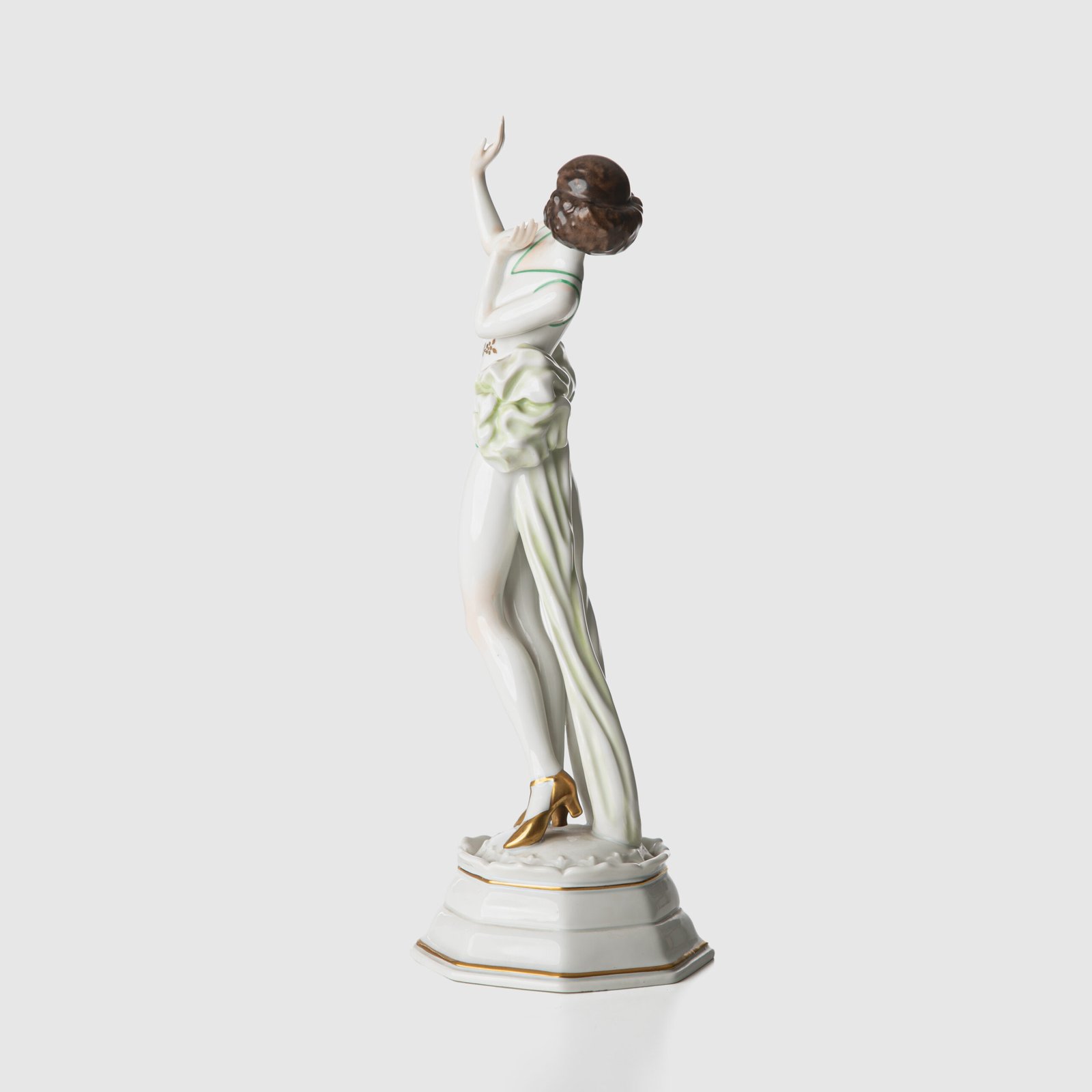 Art Deco Porcelain Figurine “Janine” by Dorothea Charol for Rosenthal, 1920's Exquisite porcelain figurine titled "Janine ” designed by renowned sculptor and designer Dorothea Charol for Rosenthal, one of the most prestigious German manufactures. Made in the 1920's, this piece represents the elegant and dynamic spirit of the Art Deco period.