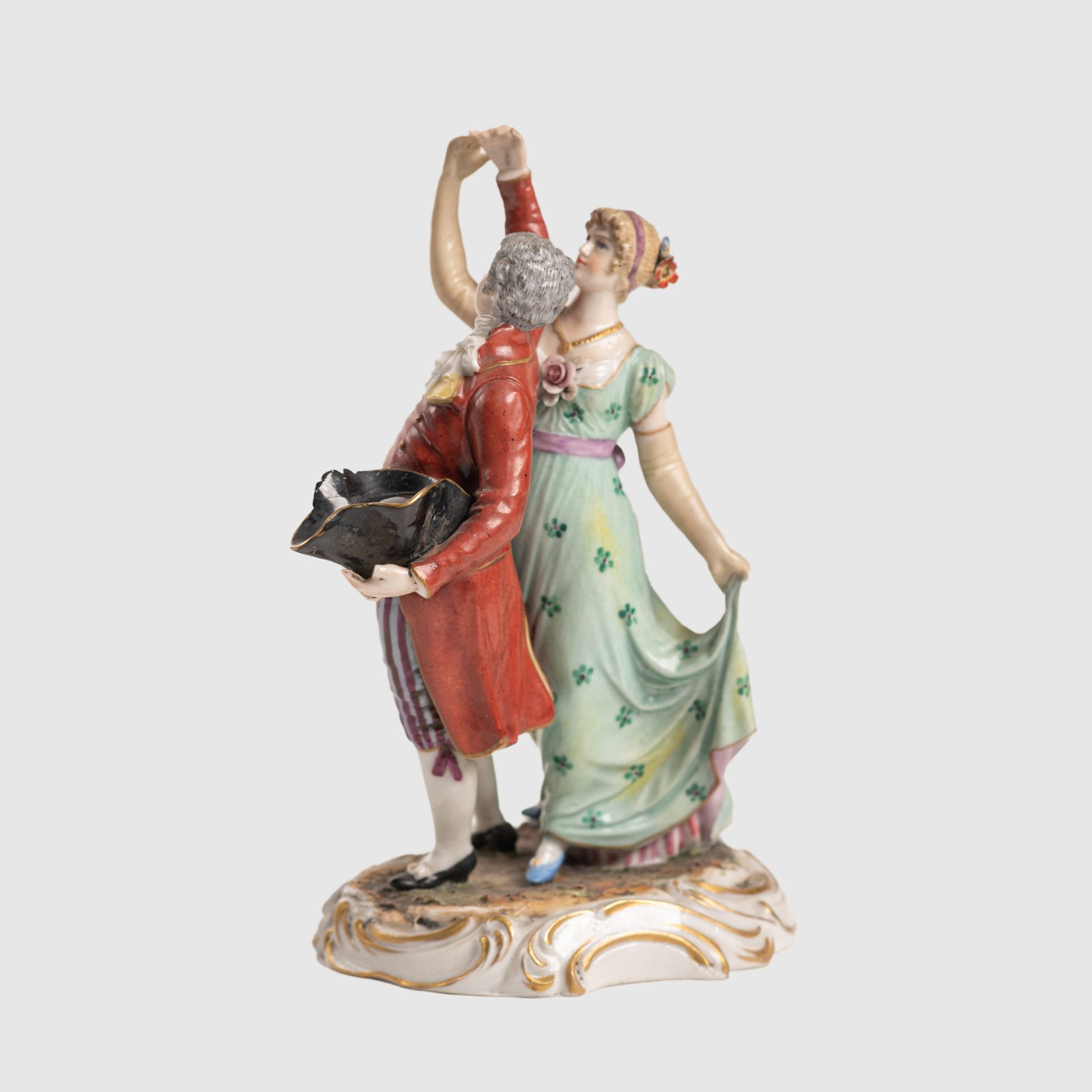 Antique Porcelain Figure “Danseurs de Bal” of Frankenthal by Carl Theodor, 18th Century We present a splendid 18th century porcelain figurine, depicting a dancing couple, the work of renowned artist Carl Theodor. Originating from the prestigious Frankenthal manufactory in Germany