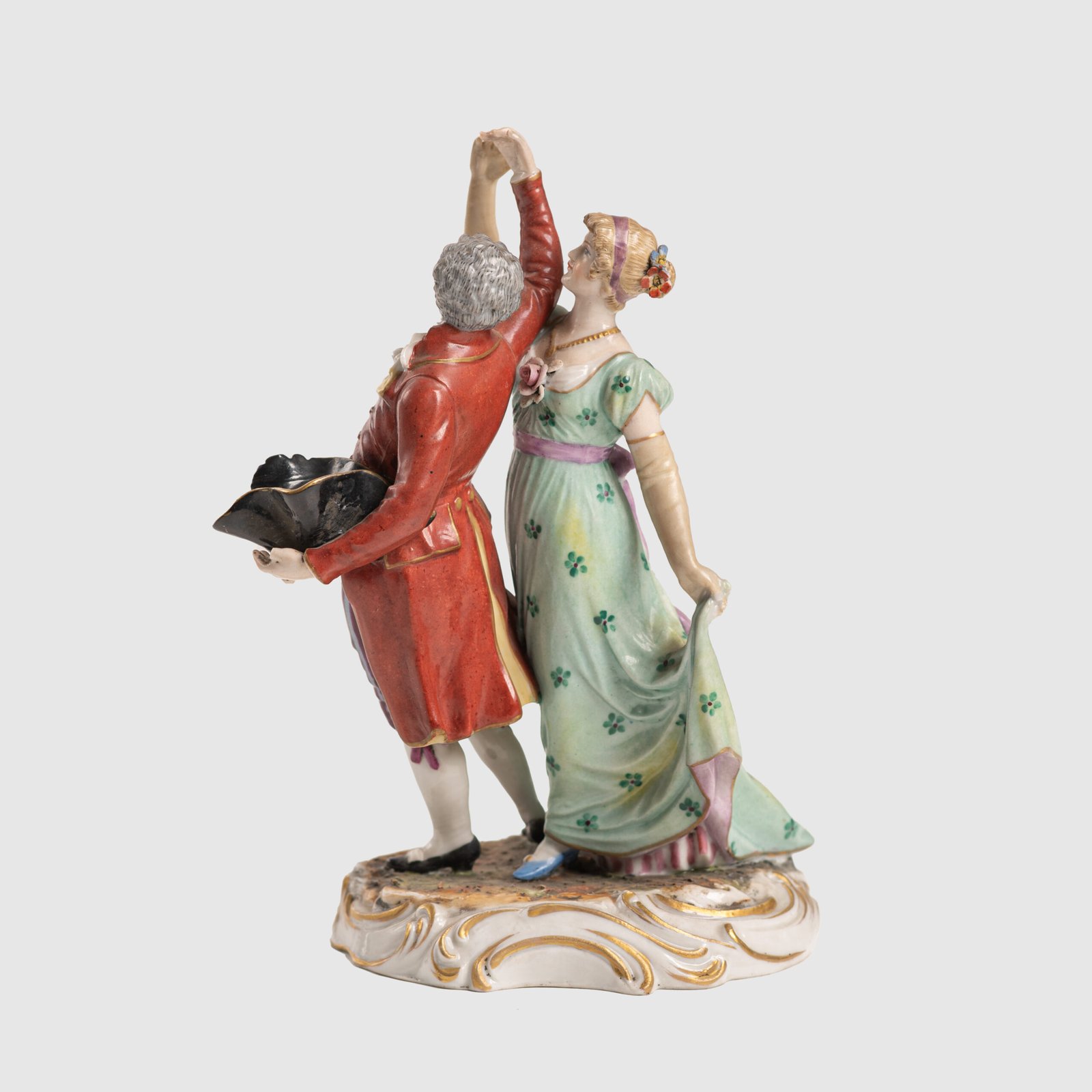 Antique Porcelain Figure “Danseurs de Bal” of Frankenthal by Carl Theodor, 18th Century We present a splendid 18th century porcelain figurine, depicting a dancing couple, the work of renowned artist Carl Theodor. Originating from the prestigious Frankenthal manufactory in Germany