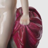 18th-century hard-paste porcelain sculpture titled “La Baigneuse”, modeled and signed in relief by Johann Peter Melchior, Höchst manufactory ca. 1775. Neoclassical nude figure with enamel decoration and fired gold detailing.
