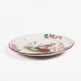 Fine faience dish from Les Islettes, France, 18th century - “chinoiserie” - 10,6 in. Magnificent faïence earthenware dish from the renowned manufacture of Les Islettes, dated to the last quarter of the 18th century.