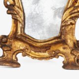 “Pair of 18th-century Italian Baroque devotional frames (cartas de gloria) with hand-carved wood, original gold leaf gilding, and mercury glass mirrors, Lombard-Venetian school.”