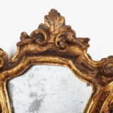 “Pair of 18th-century Italian Baroque devotional frames (cartas de gloria) with hand-carved wood, original gold leaf gilding, and mercury glass mirrors, Lombard-Venetian school.”