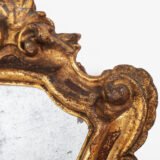 “Pair of 18th-century Italian Baroque devotional frames (cartas de gloria) with hand-carved wood, original gold leaf gilding, and mercury glass mirrors, Lombard-Venetian school.”
