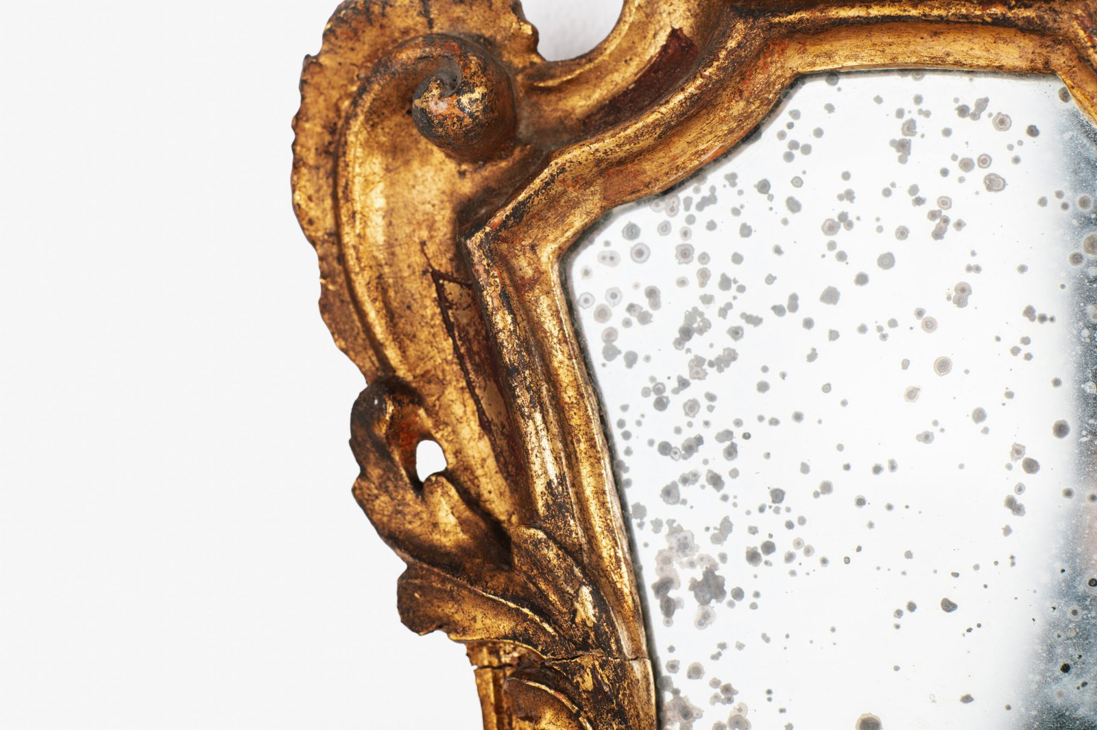 “Pair of 18th-century Italian Baroque devotional frames (cartas de gloria) with hand-carved wood, original gold leaf gilding, and mercury glass mirrors, Lombard-Venetian school.”