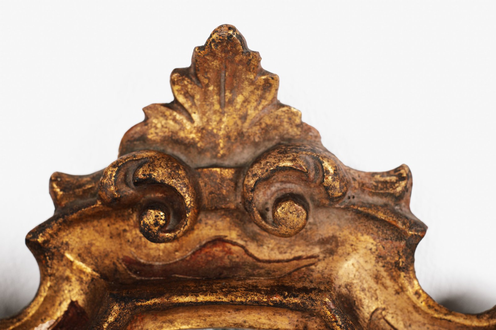 “Pair of 18th-century Italian Baroque devotional frames (cartas de gloria) with hand-carved wood, original gold leaf gilding, and mercury glass mirrors, Lombard-Venetian school.”