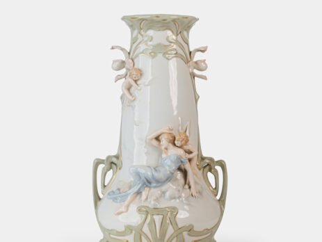 Karl Ens Art Nouveau vase – Exquisite maiden and cherub porcelain, ca. 1900