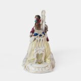 Antique 18th century Ludwigsburg porcelain figurine: Rococo musical couple with mandolin and harp
