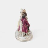 Antique 18th century Ludwigsburg porcelain figurine: Rococo musical couple with mandolin and harp