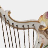Antique 18th century Ludwigsburg porcelain figurine: Rococo musical couple with mandolin and harp