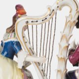Antique 18th century Ludwigsburg porcelain figurine: Rococo musical couple with mandolin and harp