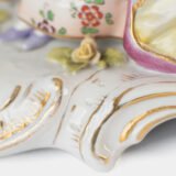 Antique 18th century Ludwigsburg porcelain figurine: Rococo musical couple with mandolin and harp