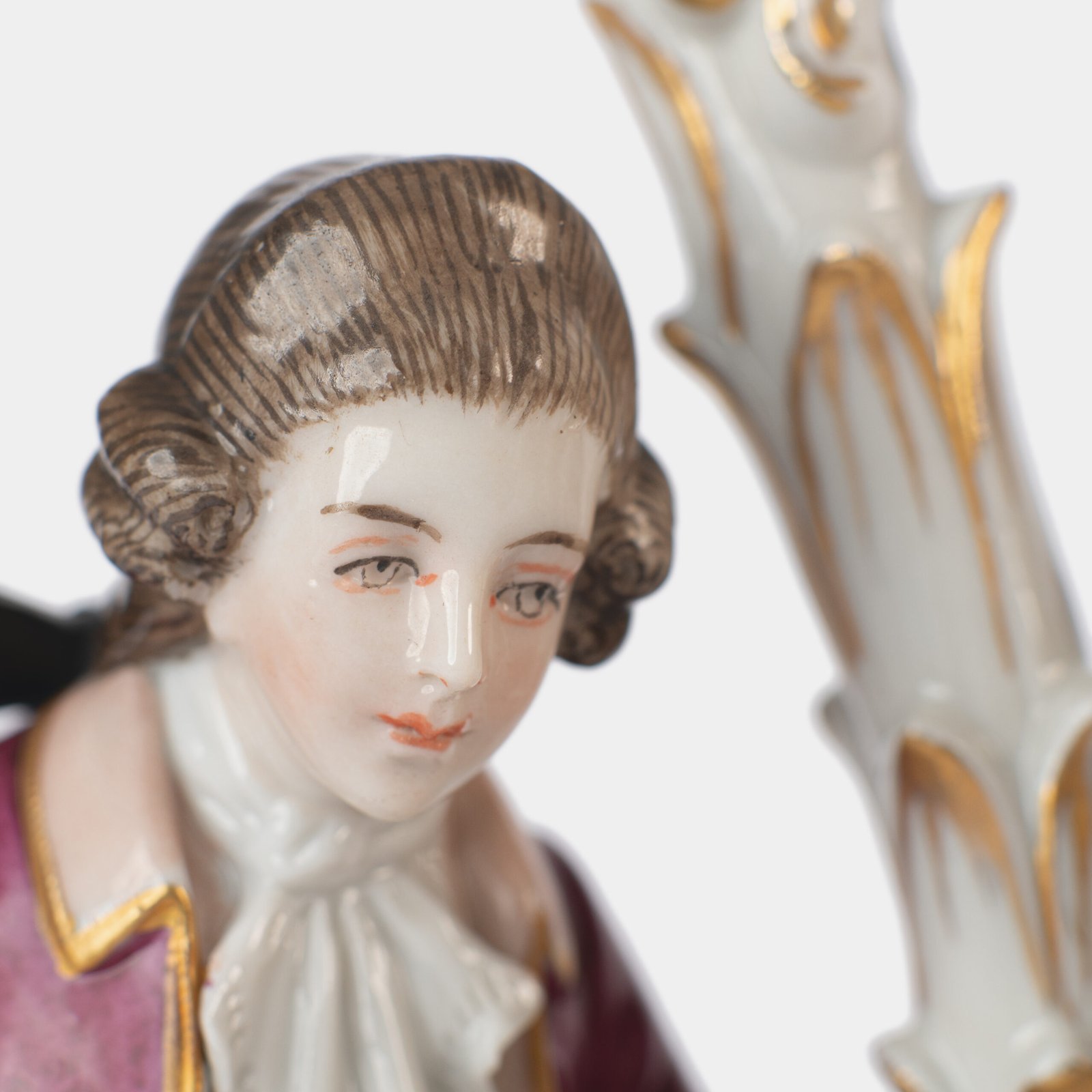 Antique 18th century Ludwigsburg porcelain figurine: Rococo musical couple with mandolin and harp